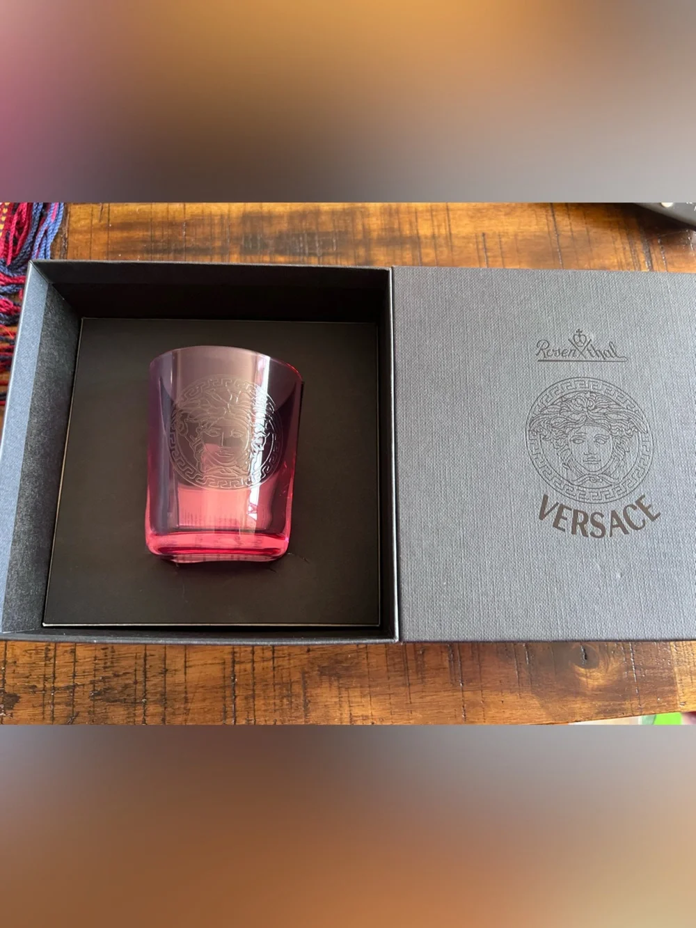 Versace Rosenthal Medusa blush pink etched Glass Votive Candle Holder - Picture 2 of 9